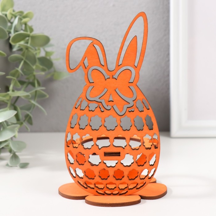 Подставка под яйцо Подставка под яйцо "Зайка" 8,5х8,5х14,5 см (набор 4 детали) оранжевый