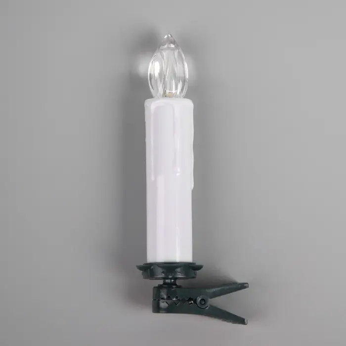 Светодиодные свечи на прищепках 10 см, 10 штук, от батареек ААх1, пульт ДУ, свечение белое