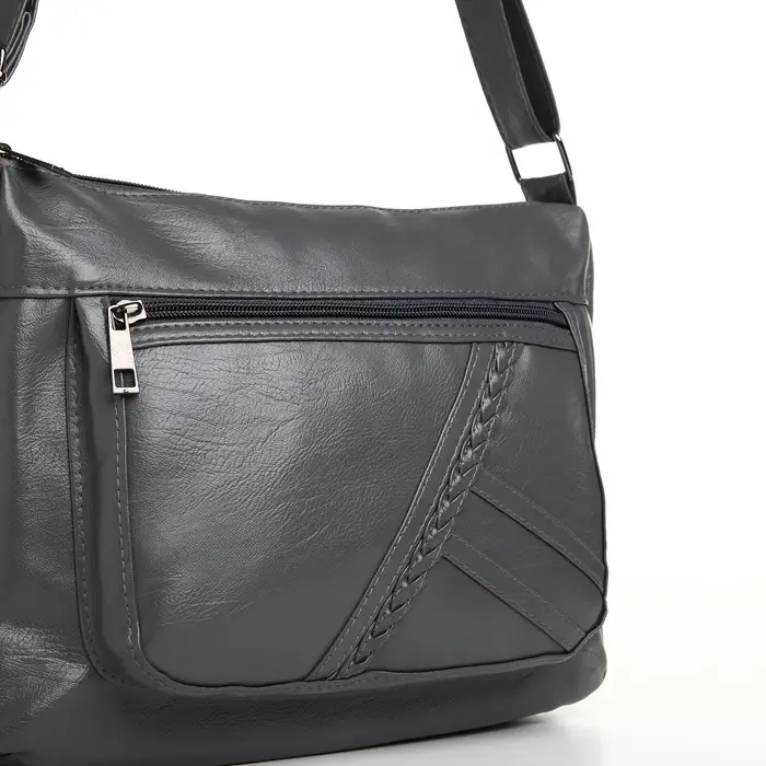 Сумка женская кросс-боди на молнии, 28&times;10&times;20 см, серая