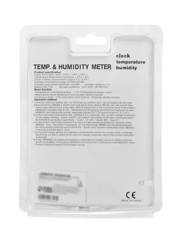 Термометр LTR-16, электронный, 2 датчика температуры, датчик влажности, белый