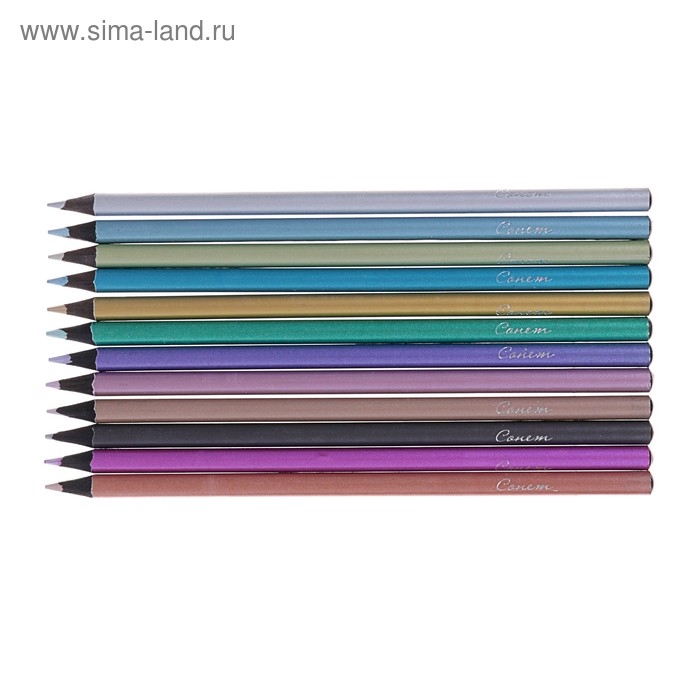 Карандаши художественные цветные, ЗХК Карандаши художественные цветные, ЗХК "Сонет", Metallic, 12 цветов, металлик, для темной бумаги