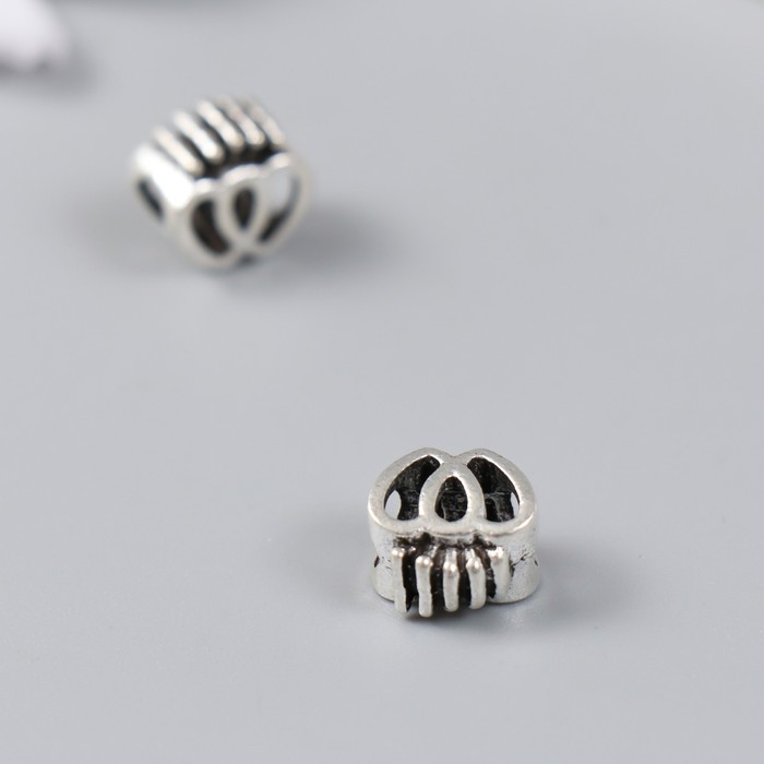 Бусина для творчества металл Бусина для творчества металл "Два сердца с короной" серебро 1х1 см