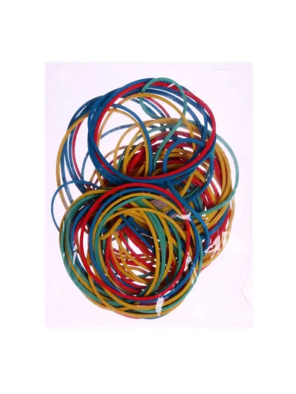 Банковская резинка, 50 г, диаметр 60 мм, длина 95 мм, сечение 1.7&times;1.7 мм, МИКС, в пакете