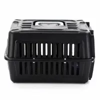 Переноска для животных с сеткой и миской пластиковая 44 х 31 х 27 см, чёрная Переноска для животных с сеткой и миской пластиковая 44 х 31 х 27 см, чёрная