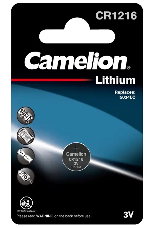Батарейка Camelion CR1216 BL1 Lithium 3V Батарейка Camelion CR1216 BL1 Lithium 3V