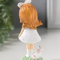 Сувенир полистоун "Малышка в платье в горох, с бантом в волосах, с единорогом" 5х3,7х13 см   1092989