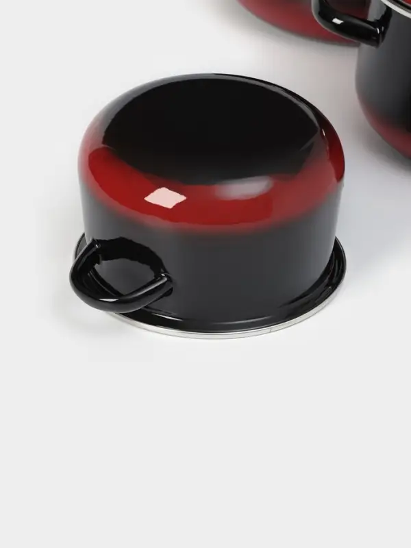 Набор эмалированных кастрюль &laquo;Кармен&raquo;, 3 шт.: 2 л, 4 л, 5.5 л, индукция, чёрный, красный