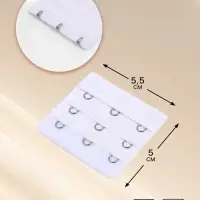 Застёжка для бюстгальтера, удлинитель, 3 ряда 3 крючка, 5×5.5 см, белая