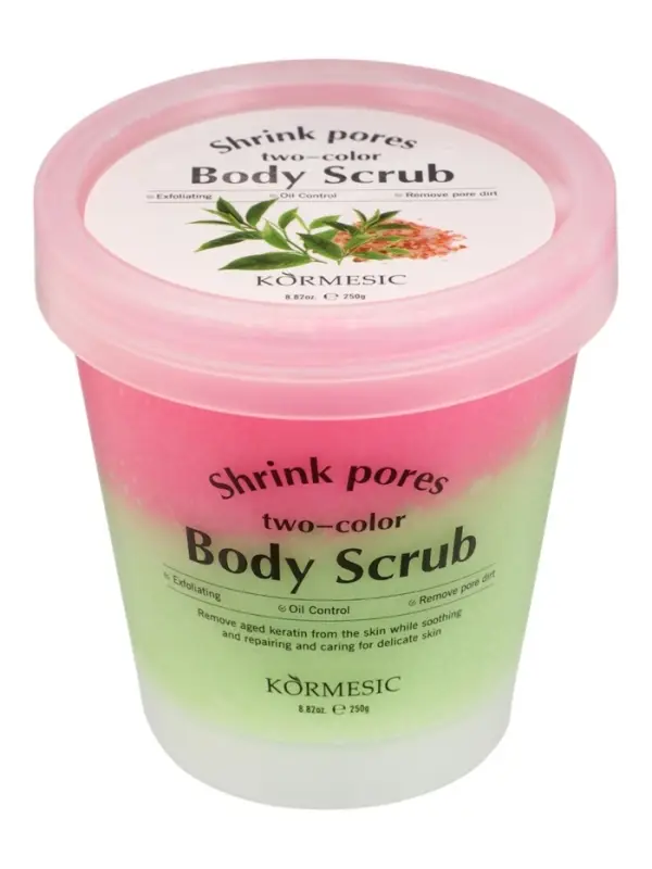 Двухцветный скраб для тела с эффектом сужения пор и экстрактом зеленого чая, 250 г