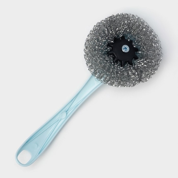 Губка для посуды Доляна «Бублик», с ручкой, металлическая, 15 гр, цвет МИКС Губка для посуды Доляна «Бублик», с ручкой, металлическая, 15 гр, цвет МИКС