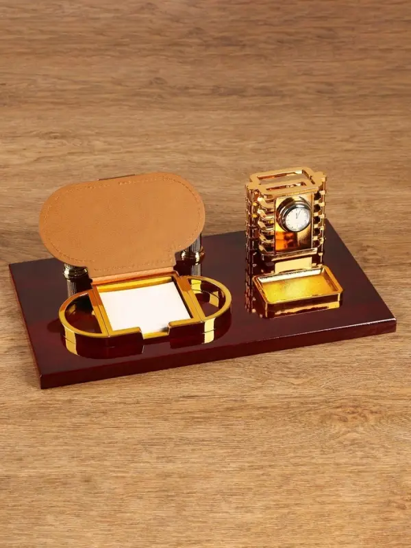 Набор настольный, органайзер 4 в 1 с визитницей, красное дерево