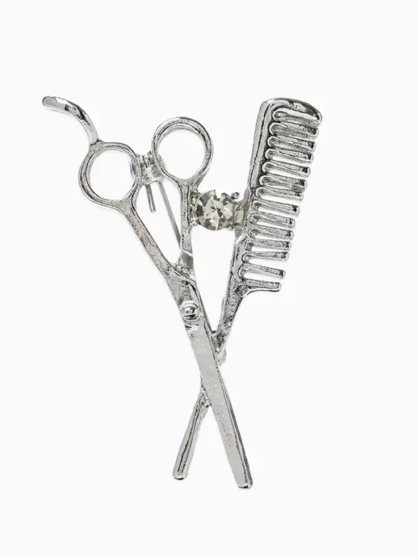 Брошь &laquo;Парикмахер&raquo;, белая в серебре