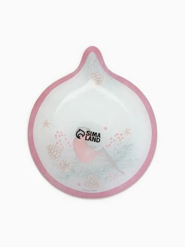 Тарелка новогодняя плоская &laquo;Снегирь&raquo;, 15.4&times;18 см