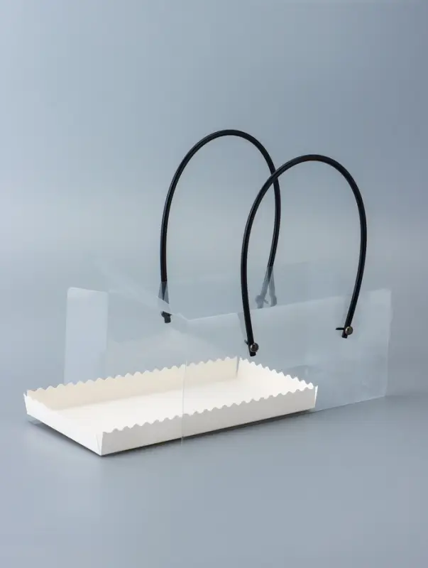 Коробка под рулет с ручками, белая, прозрачная крышка, 22.5&times;11&times;10 см