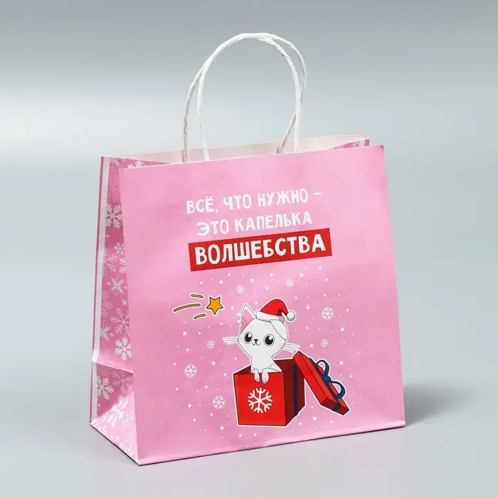 Пакеты подарочные крафтовые &laquo;Капелька волшебства&raquo;, набор 5 шт., 22&times;22&times;11 см