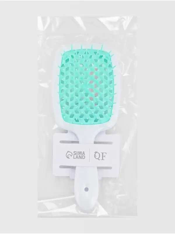 Расчёска массажная, широкая, вентилируемая, 8.5&times;20.5&plusmn;1 см, белая, бирюзовая