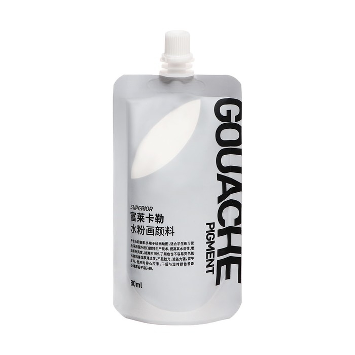 Гуашь художественная 80 мл, в дой-паке с крышкой, белый Гуашь художественная 80 мл, в дой-паке с крышкой, белый