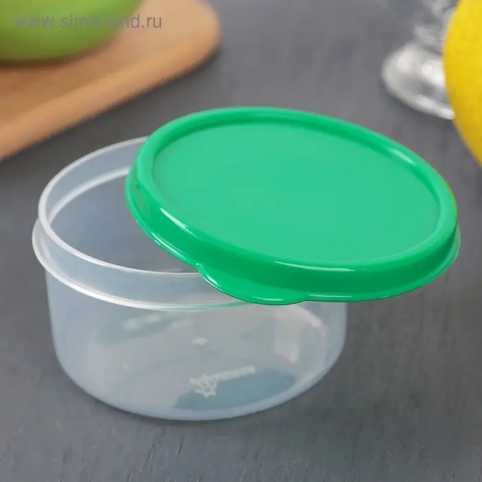 Контейнер круглый Доляна, пищевой, 150 мл, прозрачный, крышка зелёная Контейнер круглый Доляна, пищевой, 150 мл, прозрачный, крышка зелёная