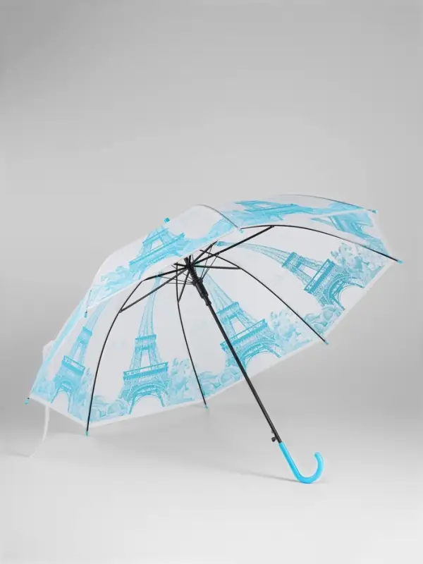Зонт - трость полуавтоматический &laquo;Париж&raquo;, 8 спиц, R=46/55 см, d=92 см, рисунок МИКС