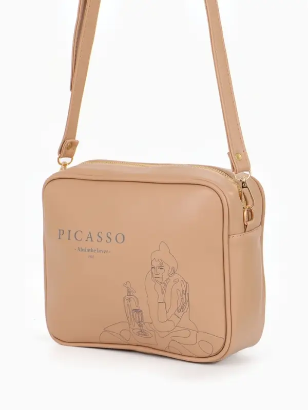 Сумка женская кросс-боди TEXTURA на молнии, 22&times;8&times;17 см, с принтом, бежевая