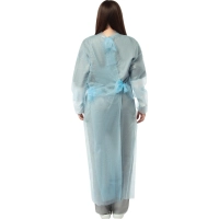Халат н/с , на завязк, рук.рез, дл.140см, XL, пл 25, голуб, 10 шт/уп