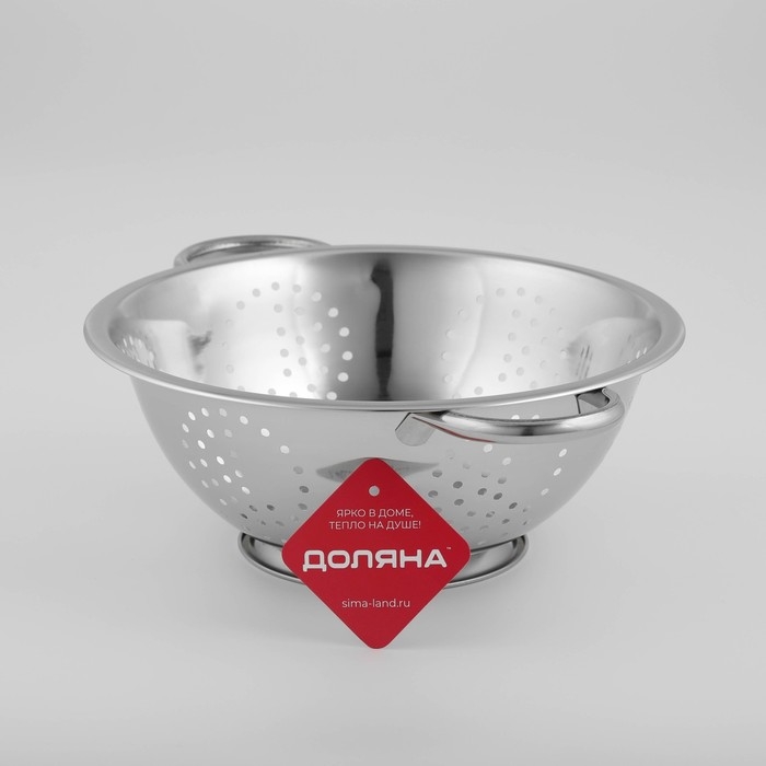 Дуршлаг из нержавеющей стали Доляна «Индия», 2,7 л, d=26 см, на ножке, две ручки