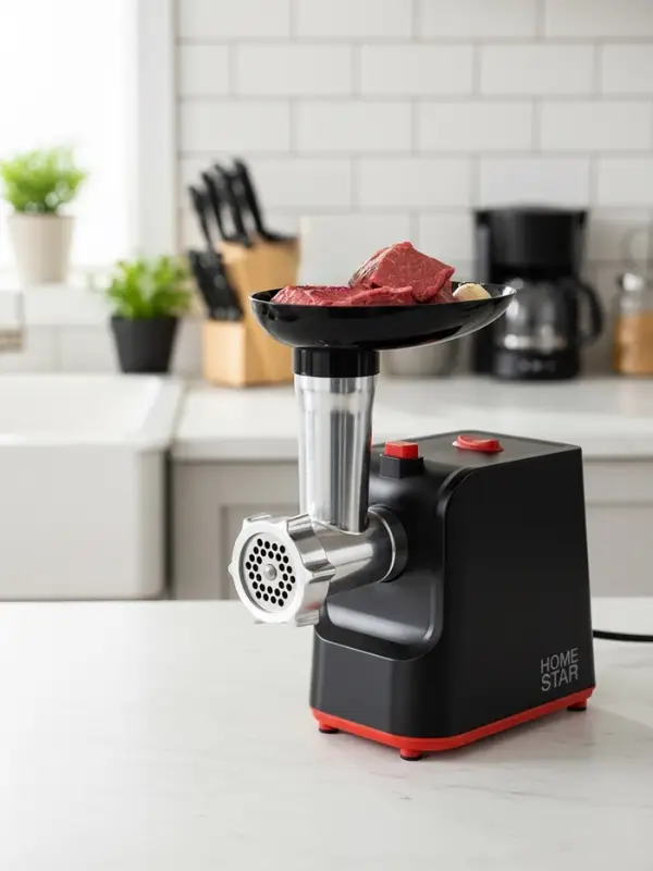 Мясорубка HomeStar STM-2039, 2000 Вт, 1.5 кг/мин, 2 диска, реверс, чёрная