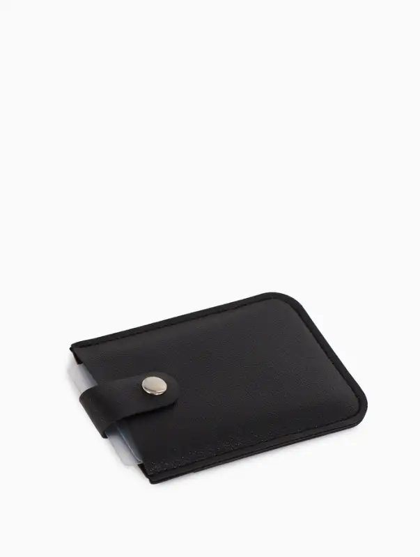 Картхолдер на кнопке, 5 карт, однотонный, чёрный