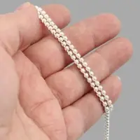 Цепь с жемчугом, металл, пластик, 2 мм, SS6, 9&plusmn;1 м, цвет молочный