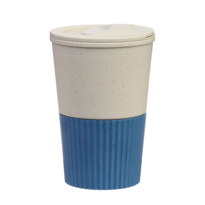 Термостакан для кофе, 380 мл, с крышкой, 12.4 × 8.6 см, PP пластик, синий