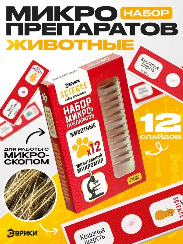 Набор для опытов &laquo;Набор микропрепаратов&raquo;, животные
