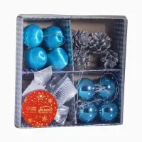 Ёлочные игрушки &laquo;Карнавал&raquo;, набор 16 шт. (4 бантика, 4 шишки, 8 шаров) серебристый/голубой