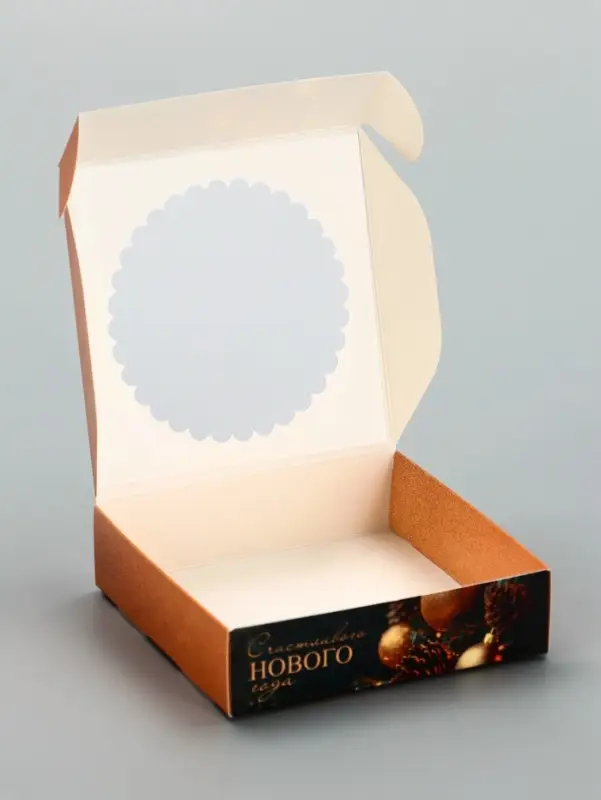 Коробка подарочная новогодняя, складная, с окном &laquo;Новогодний аромат&raquo; 11.5&times;11.5&times;3 см