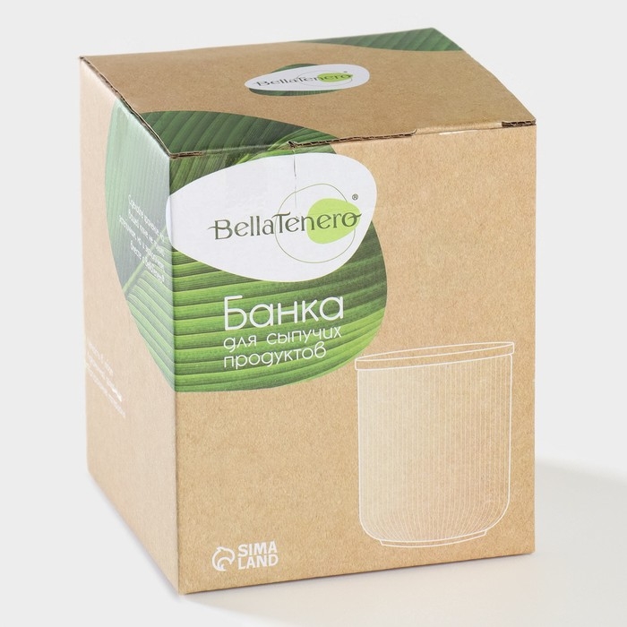 Банка для хранения сыпучих продуктов BellaTenero, 600 мл, d=10 см, с бамбуковой крышкой, фарфоровая, цвет белый
