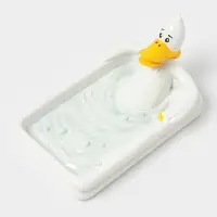 Набор аксессуаров для ванной комнаты &laquo;Утиные истории&raquo;, 4 предмета, дозатор 200 мл, мыльница, стакан, подставка для щёток, белый