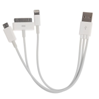 Кабель 3 в 1 Luazon, microUSB/Lightning/iPhone 30-pin - USB, 1 А, 0.2 м, белый