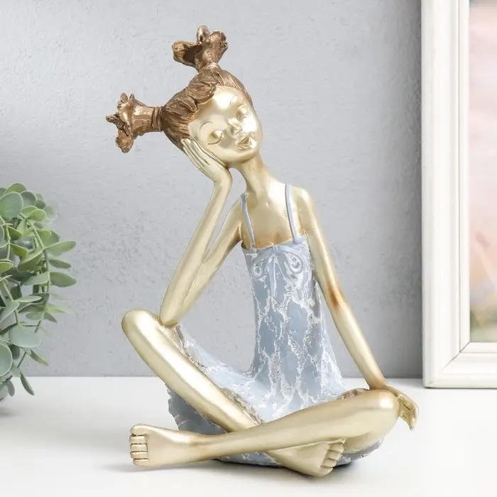 Фигурка полистоун &laquo;Малышка с двумя хвостиками&raquo;, бело-золотой, 21&times;13.5&times;26 см