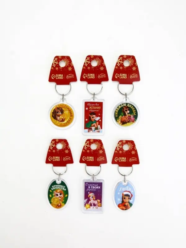 Брелок из пластика «Новогодний», 6 шт., 5×4 см, МИКС