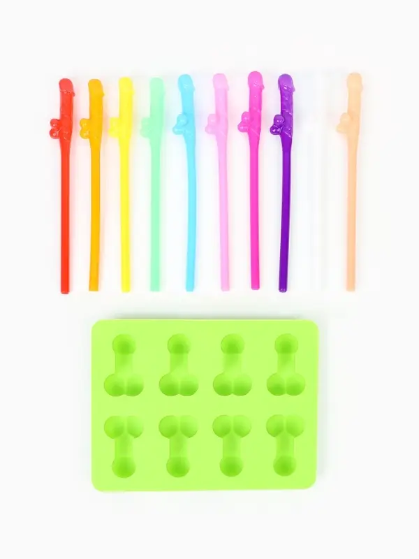 Трубочки для коктейля 18+ 10 шт. с формочкой