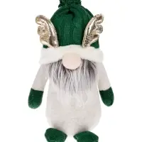 Фигура текстиль «Гном лосяш в зелёном» 33×12×18 см, 1 LED, от батареек AG13×3, свечение тёплое белое