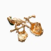 Брошь &laquo;Жёлуди&raquo;, бело-зелёная в чернёном золоте