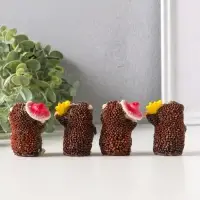 Сувенир полистоун "Осенние ёжики" набор 4 шт 3,7х5х6,2 см