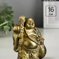 Фигурка гипс &laquo;Бог Хотей с мешком и посохом&raquo;, золото, 16&times;14&times;10 см