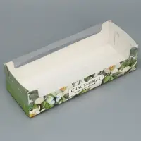 Кондитерская упаковка, коробка для кекса с PVC крышкой, «Счастливых моментов», 30 х 8 х 11 см