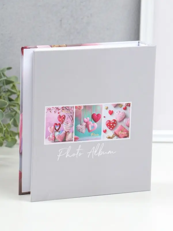 Фотоальбом на 100 фото 13х18 см "Сердца в сердцах" в коробке 5х18х20,5 см