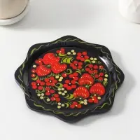Блюдо сервировочное &laquo;Земляничка&raquo;, 15&times;0.5 см, дерево хохлома