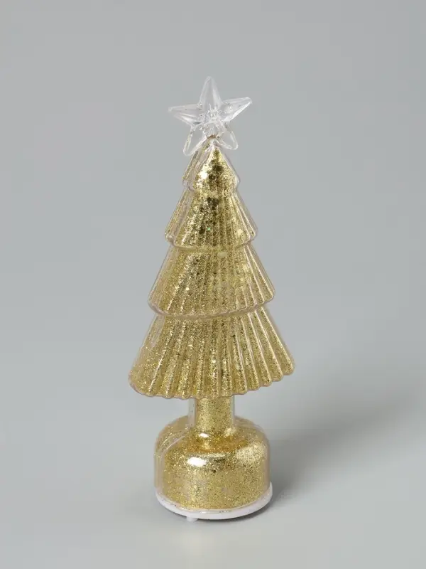 Светодиодная фигура &laquo;Ёлочка золотистая&raquo;, 1 LED, 15&times;6 см, от батареек AG13&times;3, свечение тёплое белое