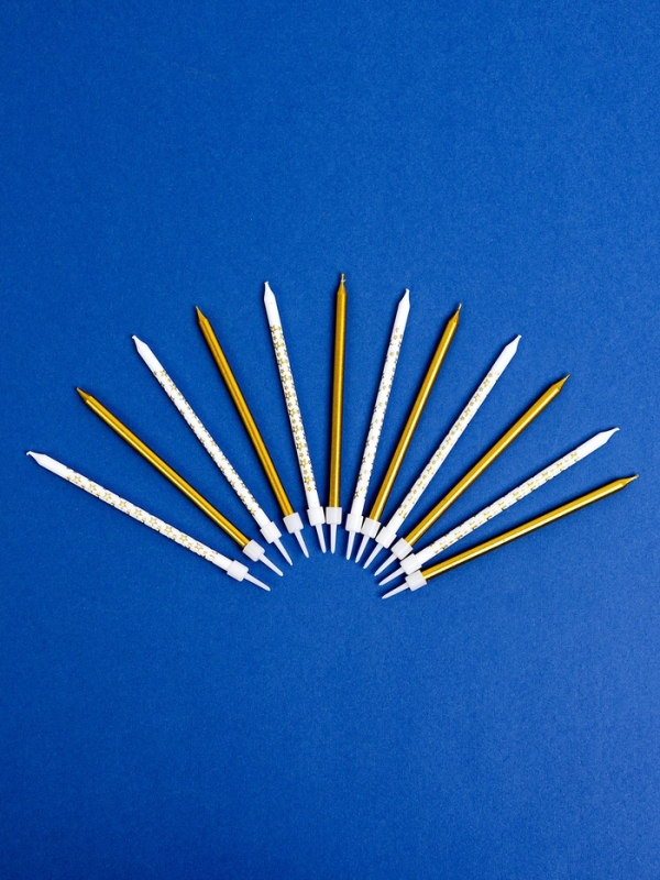 Набор свечей для торта Набор свечей для торта "Звёздочки", 12 шт. золотой и белый