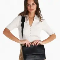 Сумка женская мессенджер на магните, 28&times;6&times;18 см, чёрный