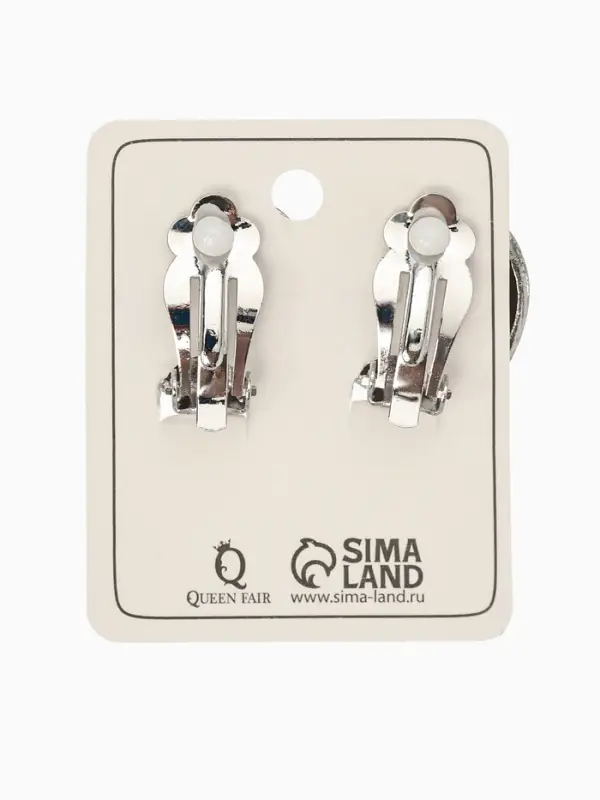 Серьги клипсы для ушей QF &laquo;Полукруг&raquo;, цвет серебро